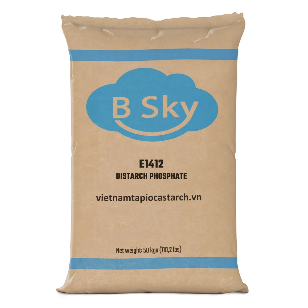 E1412 Distarch Phosphate Tapioca Starch in Kraft paper bag. Source: Viego Global