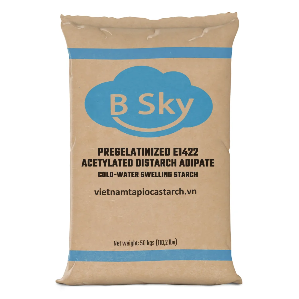 Pregelatinized acetylated distarch adipate - Pregel E1422 in Kraft paper bag. Source: Viego Global